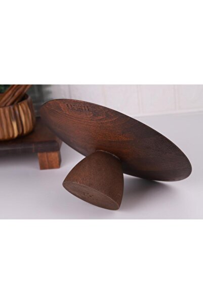 MİEN Acacia Wood Round Wooden Presentation Plate Cake Serving Plate – 25cm