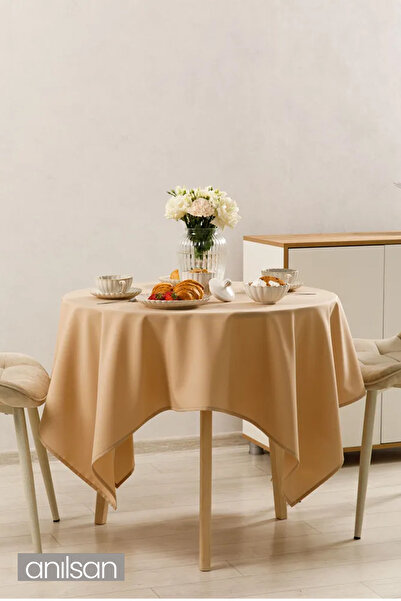 Anılsan مفرش طاولة مستدير مقاوم للبقع من سمك السلمون - مفرش طاولة متين وسهل التنظيف