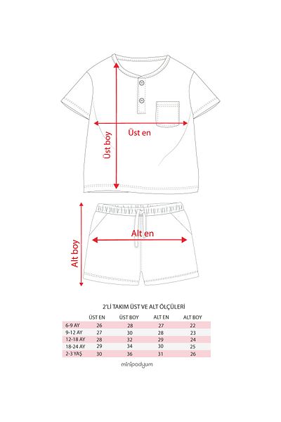 Minipodyum Baby Boy Striped T-Shirt and Shorts Summer Double Set