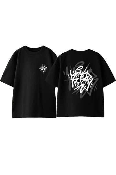 Anetos Μπλουζάκι με σχέδιο χεριού με τύπωμα βαμβακερό μαύρο oversized