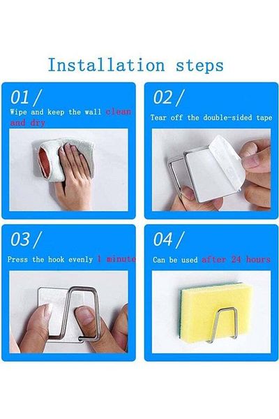 COOYA 4-Piece Sponge Holder for Kitchen Sink, 304 Stainless Steel, Sponge Holder Sink Kitchen Accessories