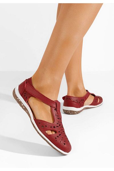 B T Shoes Mihely red genuine leather ballerinas