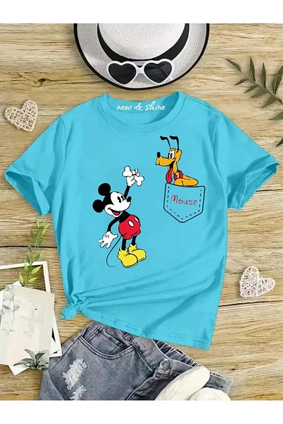 New Shine 1 tricou este un cadou pentru achiziții de 6 și mai sus în coș - Tricou pentru copii oversize cu imprimeu Goffy Mickey