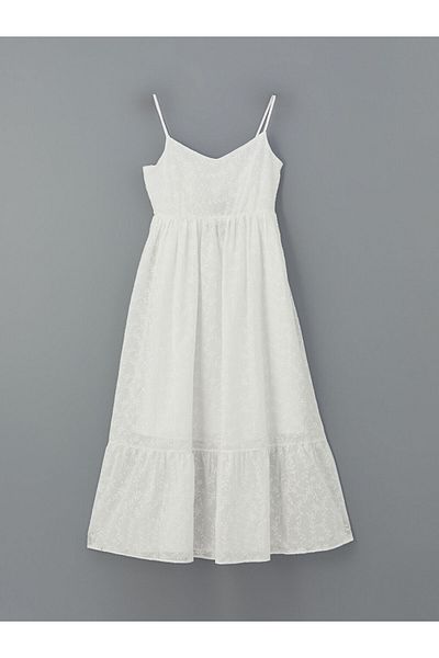 LC Waikiki XSIDE Rochie albă cu decolteu în V cu broderie florală