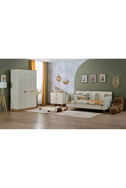 Ritmik Bohemlife Çocuk Odası ( 3 Kapaklı Dolap + 100*200 Montessori + Şifonyer )
