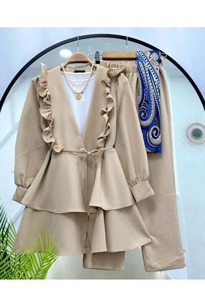 YILMAZBARMAZ γυναικείο βολάν ώμου διπλό κοστούμι