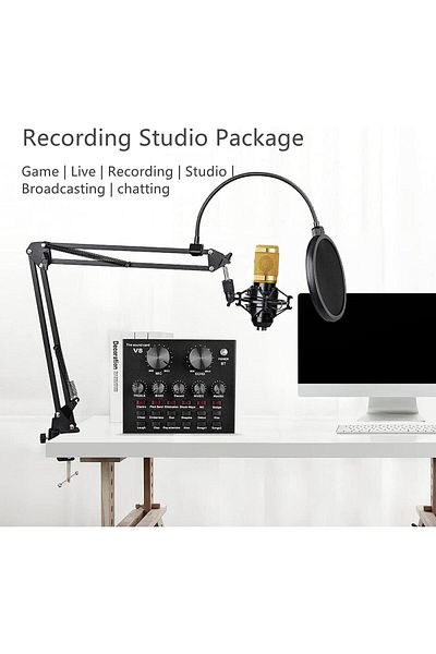 COOYA BM-800 Condenser Microphone, with Voice Changer, Live Sound Card, Audio Interface(AM100-V8)