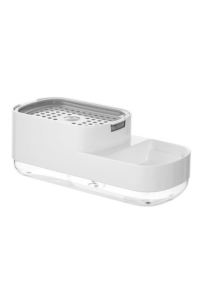 COOYA 2 in 1 Soap Dispenser, Sponge Rack for Kitchen and Bathroom with One Cleaning Sponge(White)