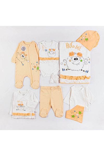 imajbebe Monster Girl Overalls 10 Pieces Hospital Release, Bodysuit Set, Baby Set