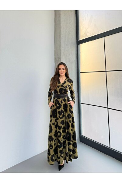 Miasista Kravuze Haki Kemerli Çember Desen