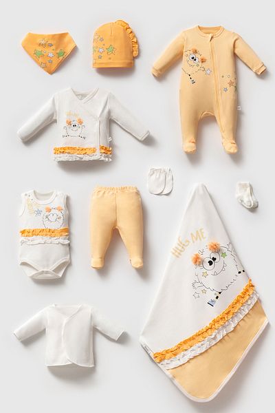 imajbebe Monster Girl Overalls 10 Pieces Hospital Release, Bodysuit Set, Baby Set