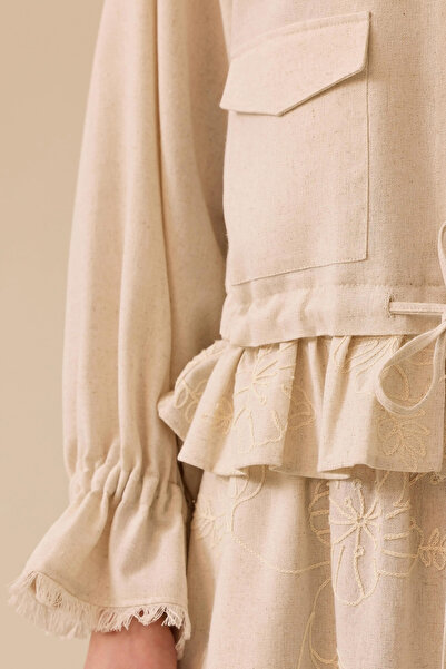 SEÇİL Μπεζ λεπτομερές γυναικείο μπουφάν Firferli - με φερμουάρ