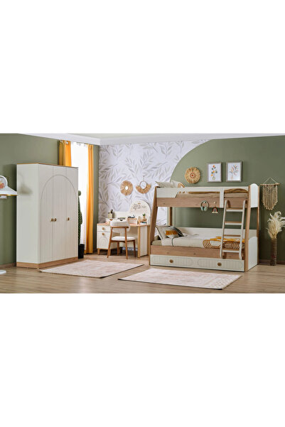 Ritmik Bohemlife Ranza Çocuk Odası ( 3 Kapaklı Dolap + Ranza Alt 120x200 Üst ...