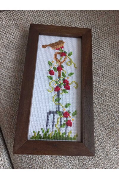 Ege Dekorasyon Yeşim Eren Dekoratif, Ahşap Çerçeveli, Kanaviçe Duvar Tablosu – 13 cm x 23 cm