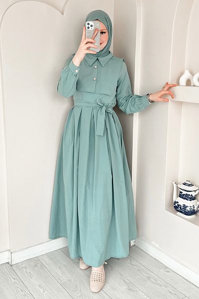 ModaAycan Turquoise Dress Collar Separated Ma336