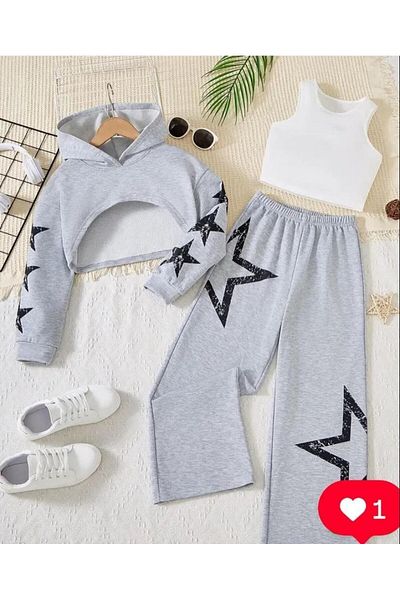 ELONKİDS Girl's 3 Piece Set Star Fashion Kids Boys Shoes
