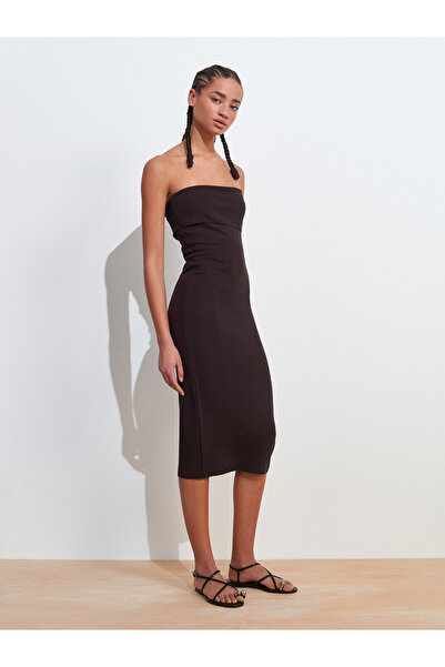 Dilvin 91422 Рокля без презрамки - тъмнокафява