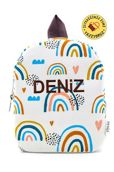 PENGİ [We Write the Name You Want with Embroidery] Bohemian 0-8 Years Old Children's Backpack, Nursery Bag - Kindergarten