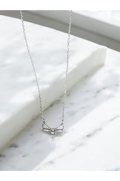 XUPİNGS JEWELRY قلادة Xuping بحجر الراين على شكل فراشة - لون فضي، تصميم أنيق ...