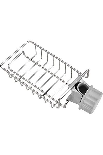 COOYA Sponge Holder, Brush Soap Organizer, Stainless Steel Drainer Shelf, Faucet Storage Rack for Kitchen