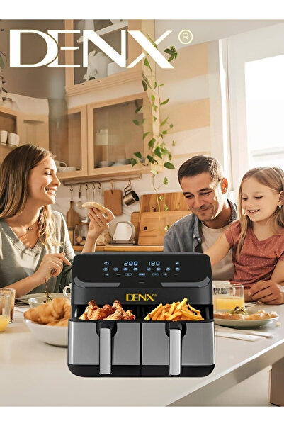 Denx Dual Basket Air Fryer-Versatile Stainless Steel,4L+4L Capacity, Two Independent Cooking Zones DX2091
