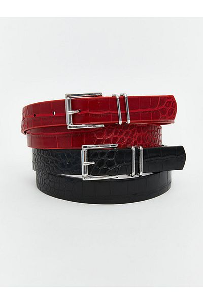 LC Waikiki New Season Leather Look Crocodile Patterned Women's Belt 2-Piece - S5Mf35Z8