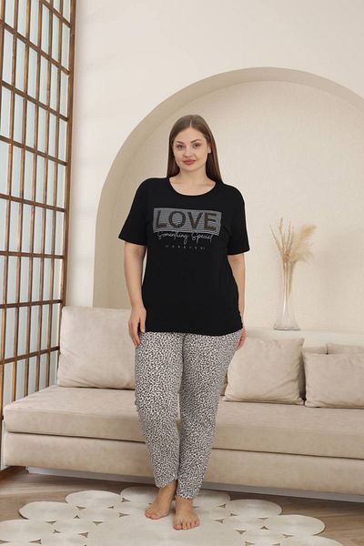 Lunaberry Leopard Oversize Large Size Summer Short Sleeve Leopard Pajama Set, Soft and Stylish