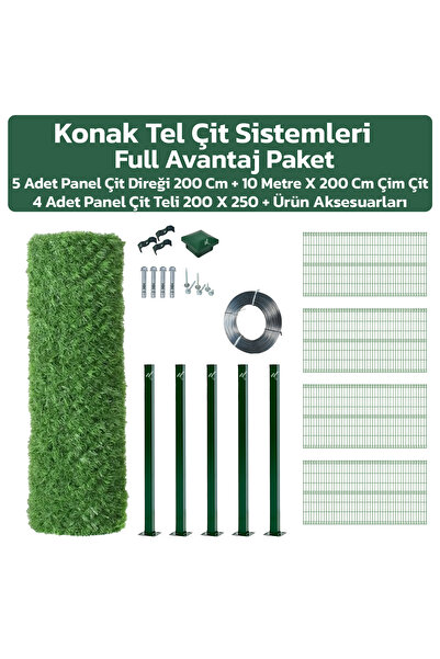 Konak Tel Çit Aksaray Avantaj Seti Panel Çit+Çim Çit+Direk ve Aksesuarlar 200 cm