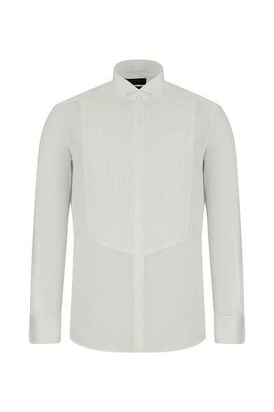 Abdullah Kiğılı Ata Collar Slim Fit Slim Fit Cotton Pleated Shirt