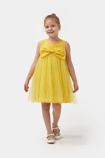 Minipodyum Girl's Bow Tulle Summer Birthday Special Occasion Dress
