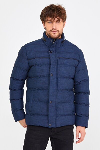 SİVAİST Sivaist Men's - Navy Blue Water and Windproof Stand Collar Inflatable...