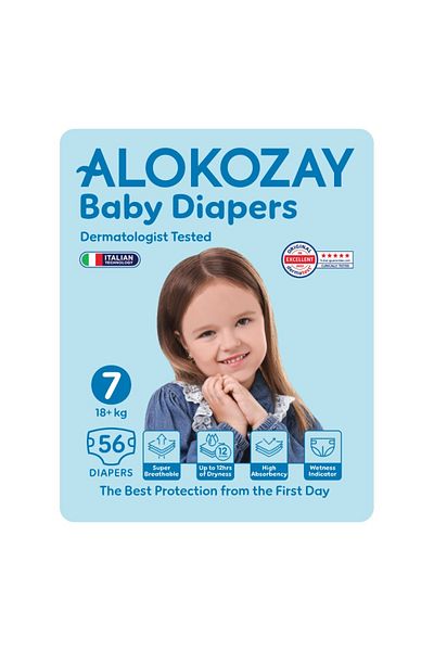 Alokozay Premium Baby Diapers - Size 7 (18+ Kg) - 56 Diapers