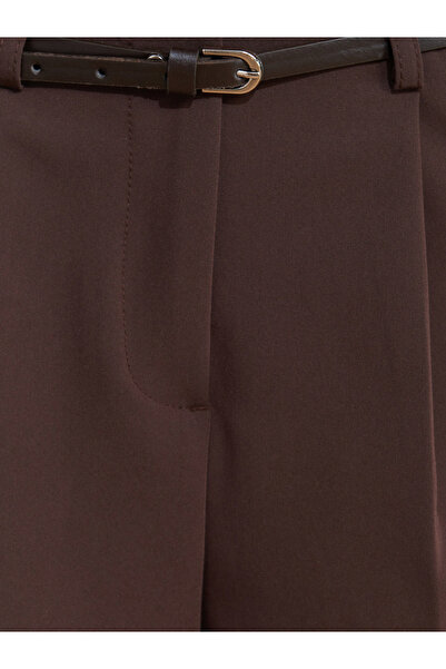 Dilvin 71617 Kemerli Yüksek Bel Pantolon-Kahve