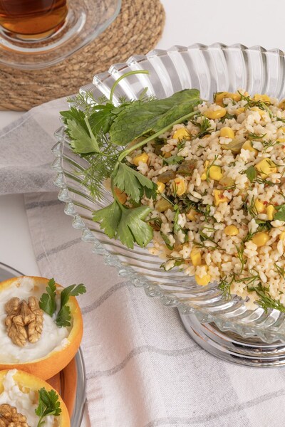 Fiyakalı Ürünler Atölyesi 2-Piece Silver Footed Ellipse and Square Glass Presentation Holder, Wrap, Fountain, Salad, Fruit, and Cake Stand, Dowry Holder