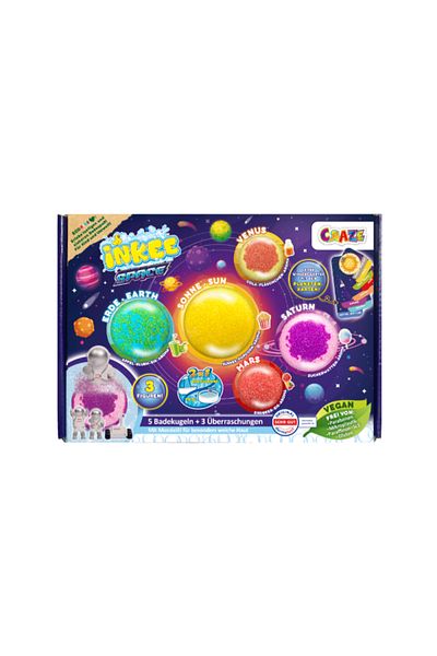 CRAZE Inkee Space Bath Bomb and Surprise - Vegan, Dermatologist Approved for Kids