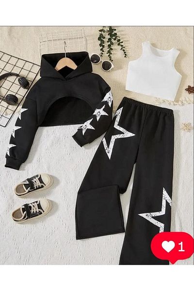 ELONKİDS Girl's 3 Piece Set Star Fashion Kids Boys Shoes