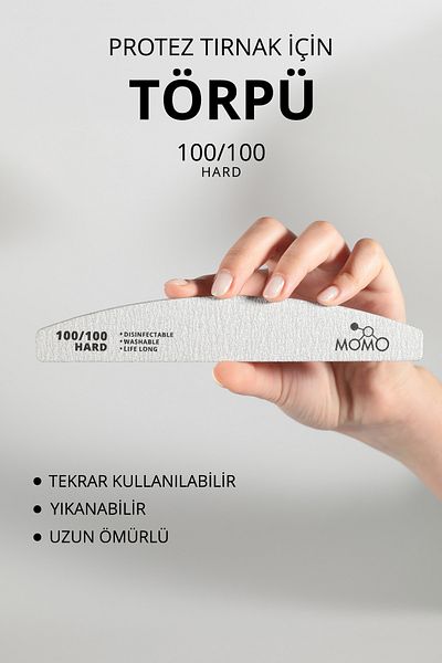 MOMO professional مبرد أظافر ورقي، 100/100 مبرد أظافر رمادي نصف قمر