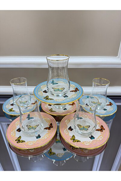 EVRA 6 Lı Özel Seri Lüx Kelebekli Çay Seti Takımı