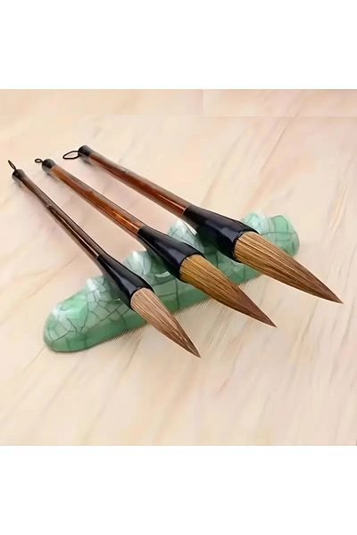 Sanathobi Writing Brush Set Large Size Tile, Vase, Ceramic, Glazing, Watercolor, Drawing, Painting-Three Sizes, 3 Pieces