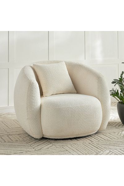 soufa dibaj Chair|Bouclee And Wood Legs 99x104x75 cm - Beige