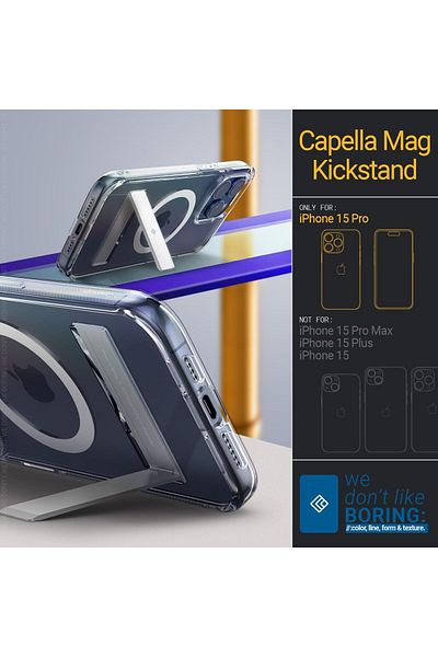 caseology Capella Mag Kickstand for iPhone 15 PRO case cover [MagSafe Compatible] - Clear White