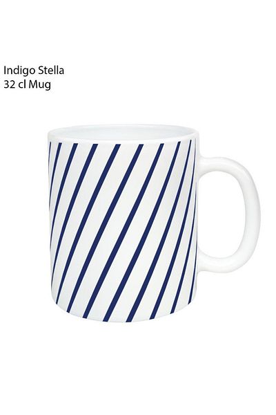 British Chef 6 Piece Opalware Indigo Grey Plano Tea & Coffee Mug Set 320ml- Bc2031