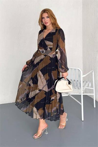 Dipmoda Rochie din șifon pentru femei Dipmoda cu căptușeală lungime midi DPK2...