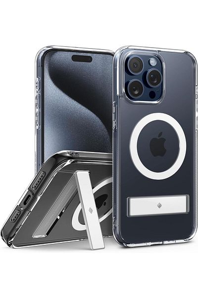 caseology Capella Mag Kickstand for iPhone 15 Pro MAX case cover [MagSafe Compatible] - Clear White