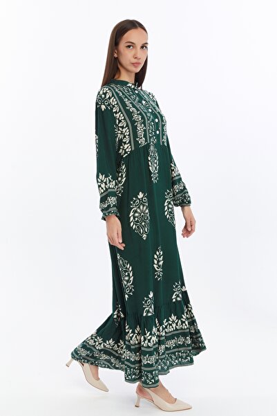 CNR TEKSTİL FLOWERY BUTTONED DRESS