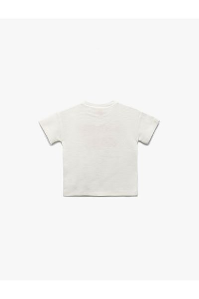 Koton Embroidered Crew Neck Short Sleeve Cotton T-Shirt