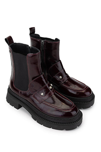 Tamer Tanca Kadın Hakiki Deri Bordo Rugan Casual Bot