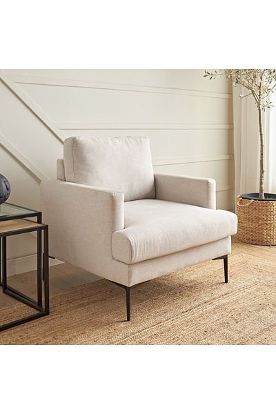 soufa dibaj Chair|Swedish Wood and Linen 88x85x90 cm- Beige