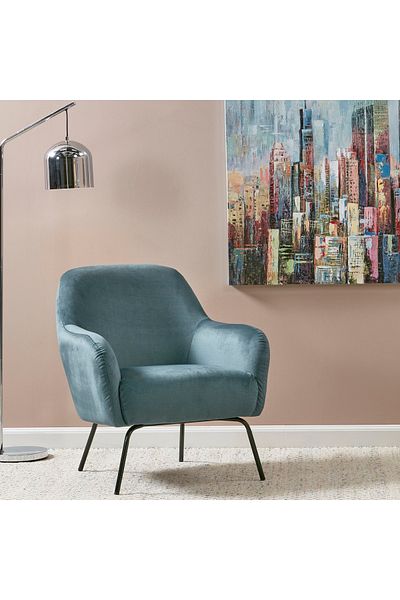 soufa dibaj Chair|Velvet Chair Suitable For The Living Room, Office And Bedroom 73x82x75 cm - Blue