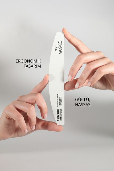 MOMO professional مبرد أظافر ورقي، 100/180 مبرد أظافر أبيض نصف قمر